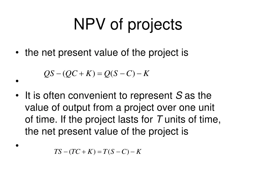 npv of projects