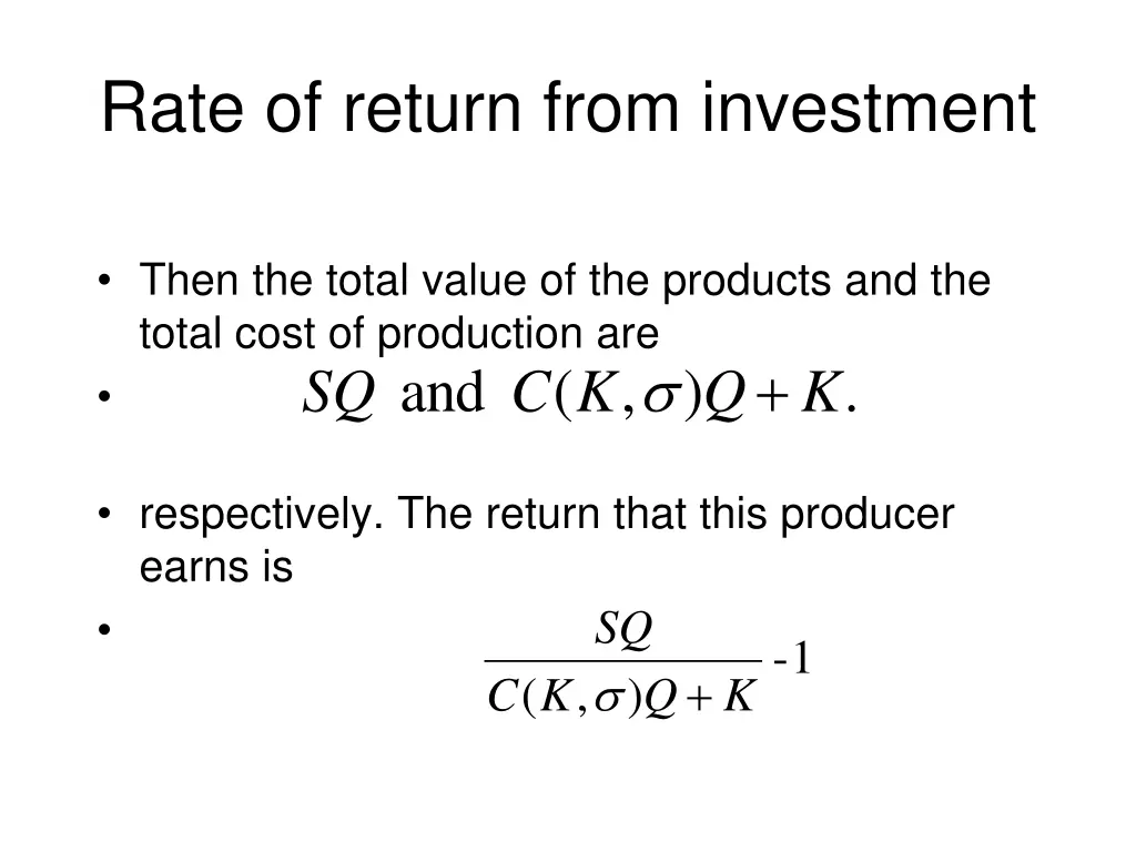 rate of return from investment