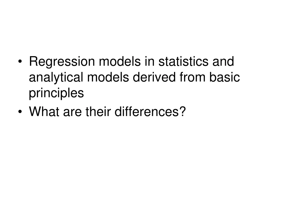 regression models in statistics and analytical