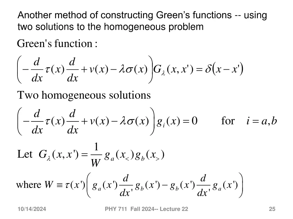 another method of constructing green s functions
