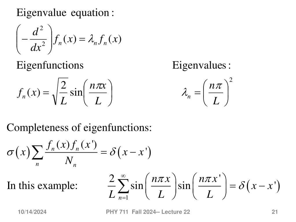 eigenvalue dx