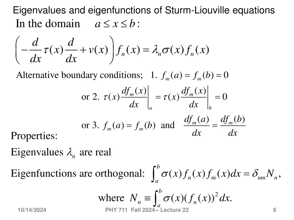 eigenvalues and eigenfunctions of sturm liouville