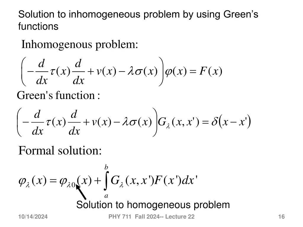 solution to inhomogeneous problem by using green