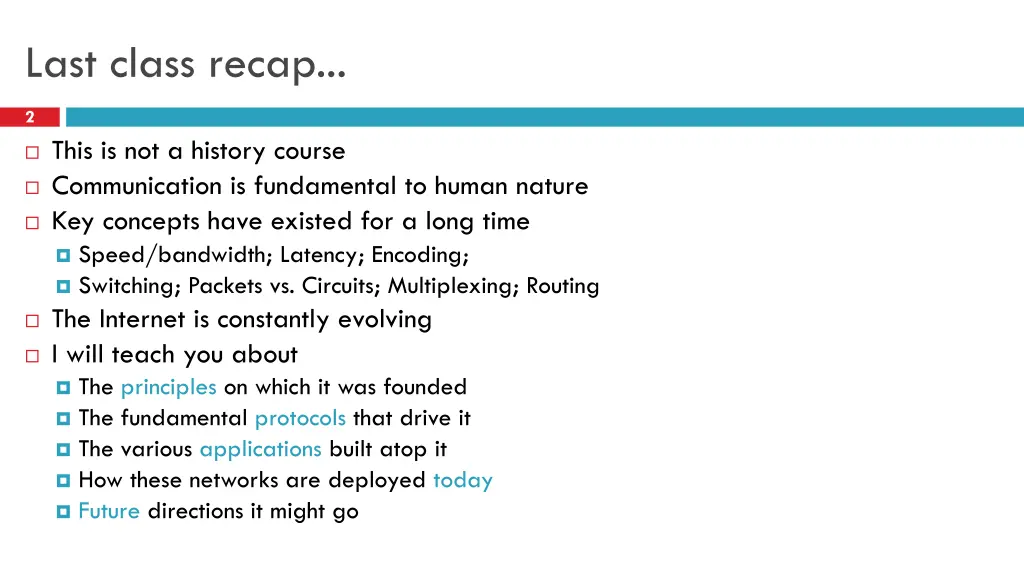 last class recap