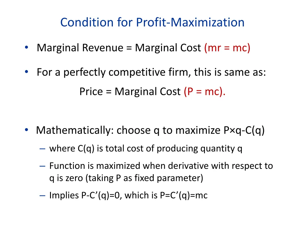 condition for profit maximization