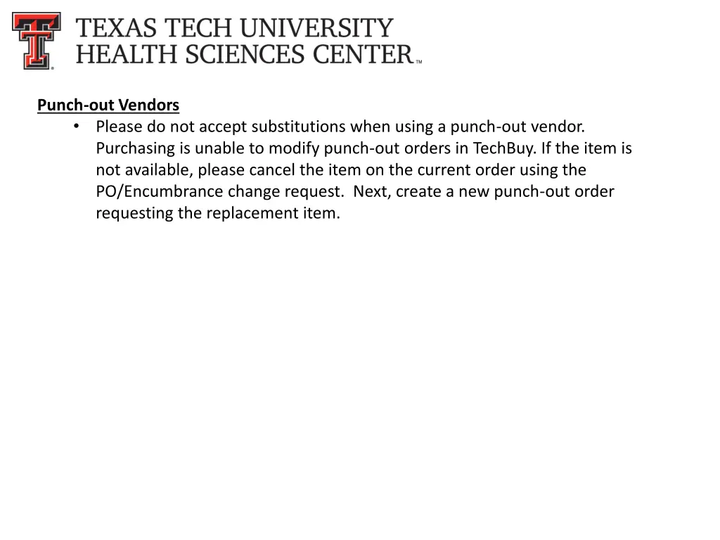 punch out vendors please do not accept