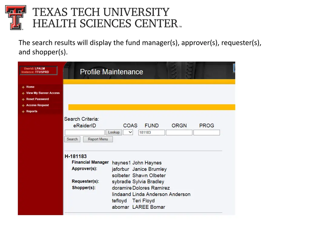 the search results will display the fund manager