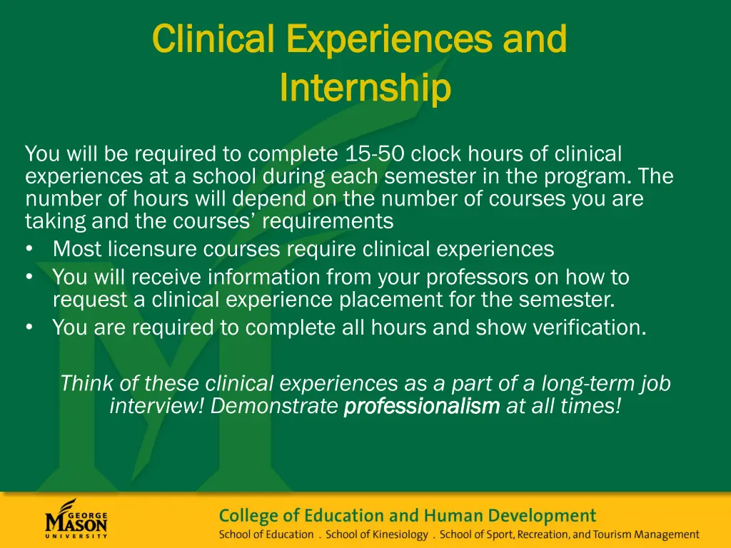 clinical experiences and clinical experiences 1