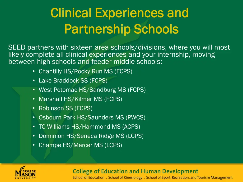 clinical experiences and clinical experiences