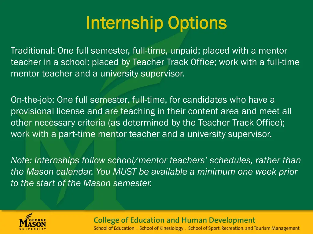 internship options internship options