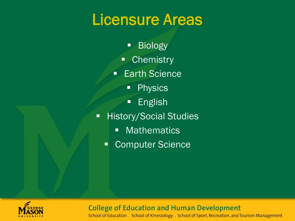 licensure areas licensure areas