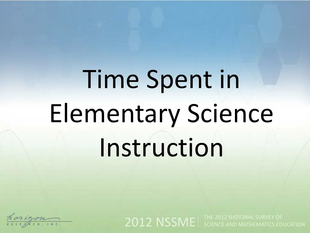 time spent in elementary science instruction