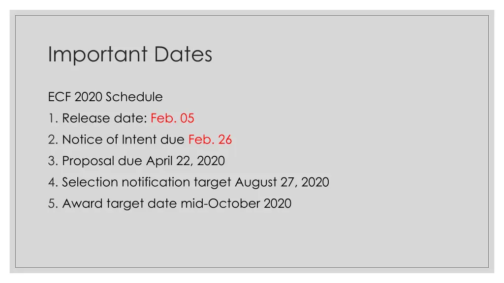important dates