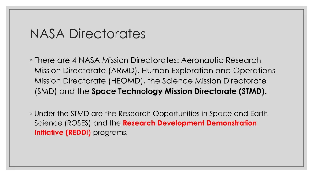 nasa directorates