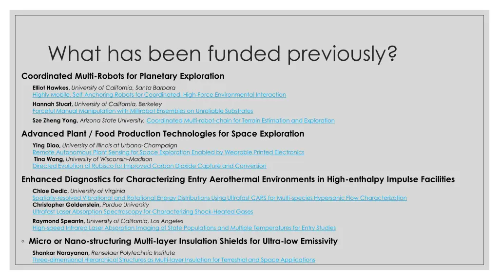 what has been funded previously