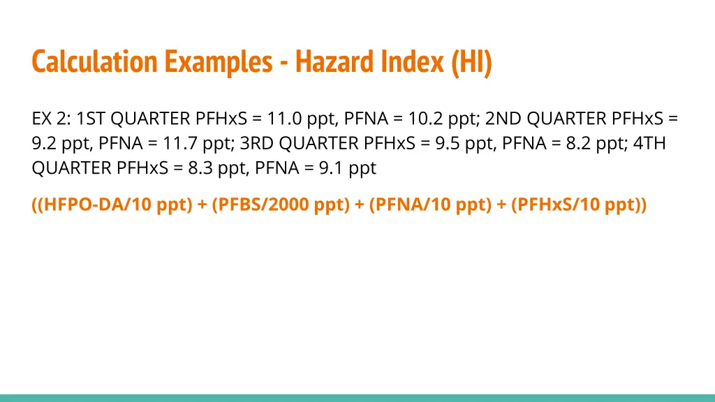 calculation examples hazard index hi 1