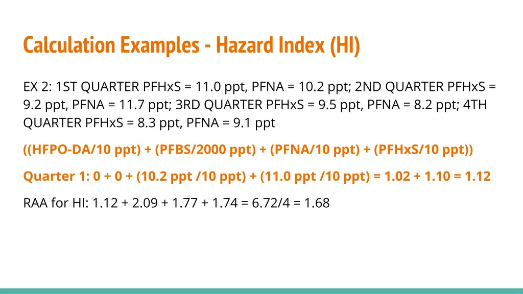 calculation examples hazard index hi 3