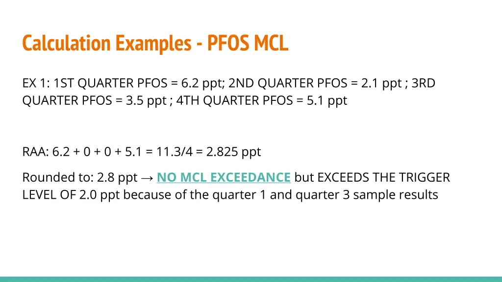 calculation examples pfos mcl 3