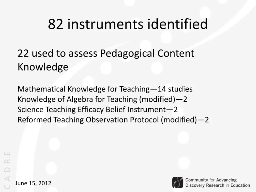 82 instruments identified