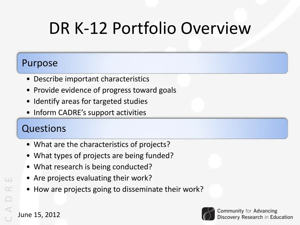 dr k 12 portfolio overview