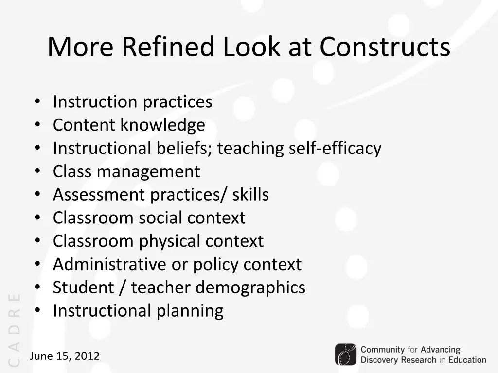 more refined look at constructs