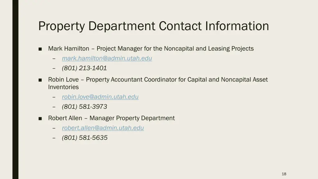 property department contact information