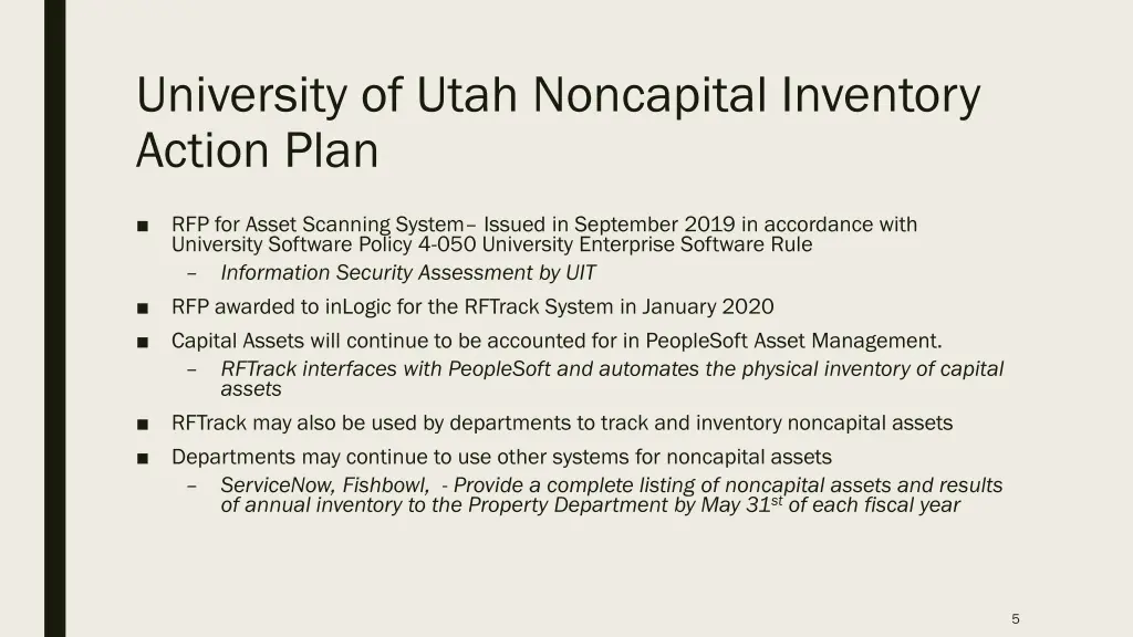 university of utah noncapital inventory action 1