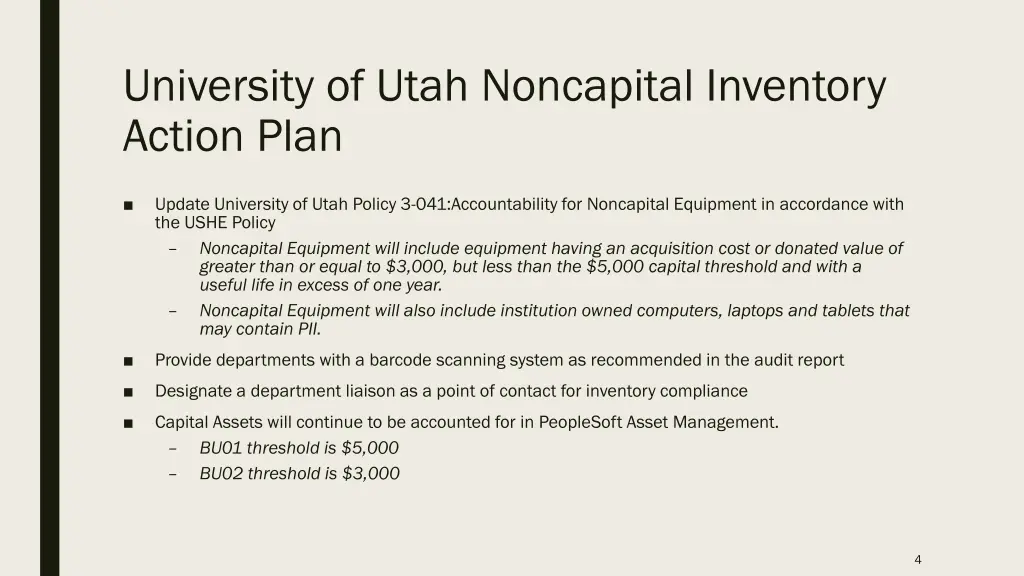 university of utah noncapital inventory action