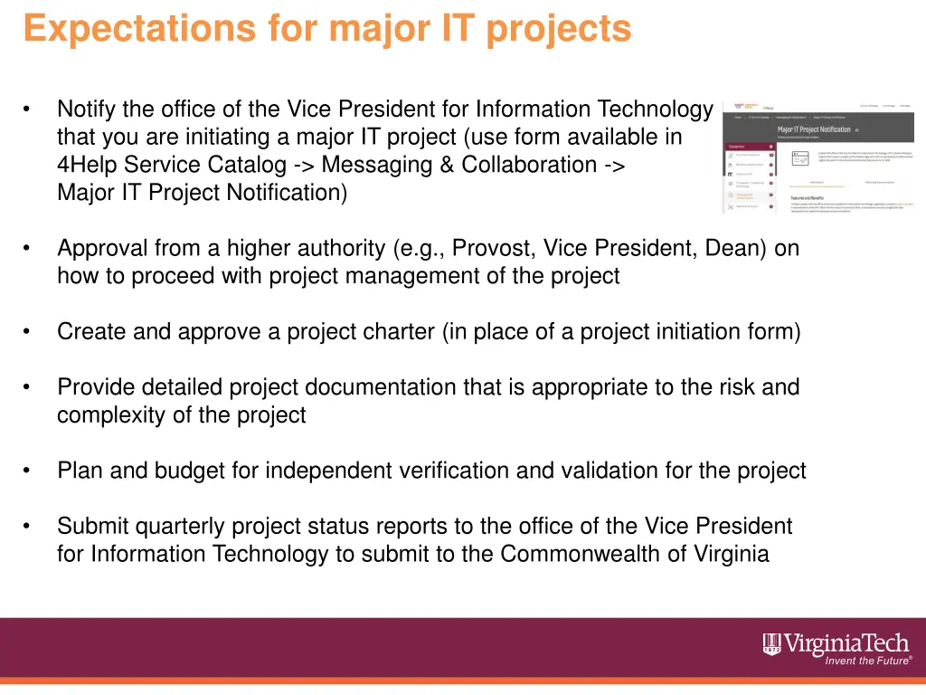expectations for major it projects