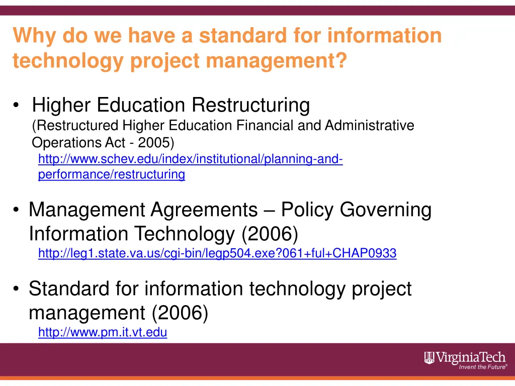 why do we have a standard for information