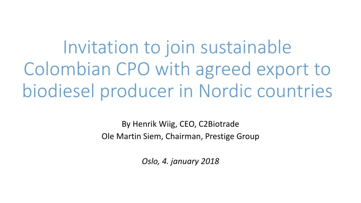 invitation to join sustainable colombian cpo with