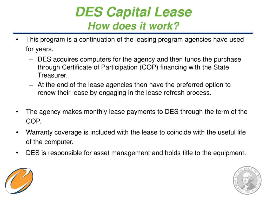 des capital lease how does it work