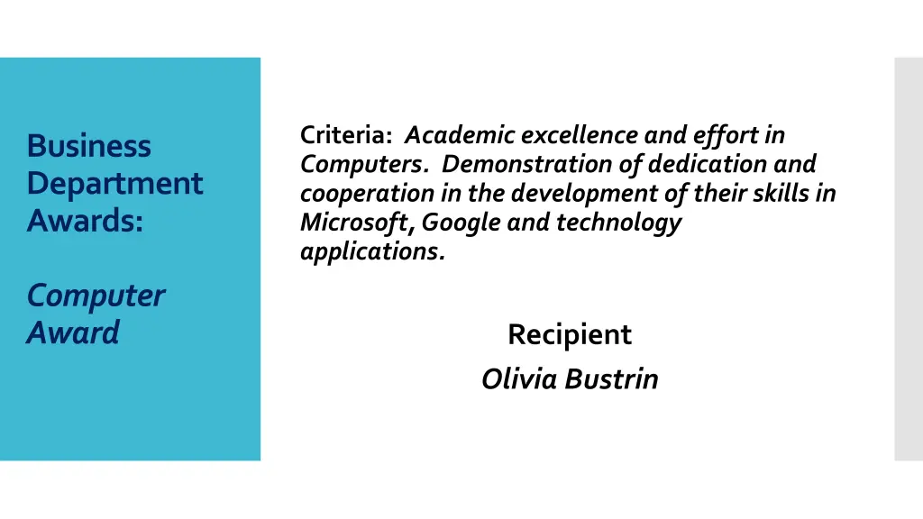 criteria academic excellence and effort 1