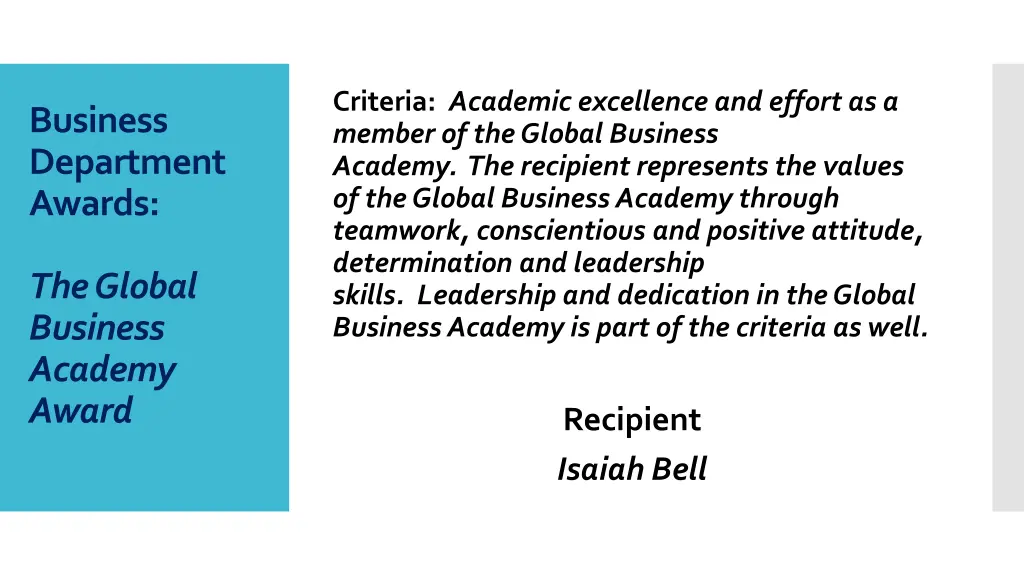 criteria academic excellence and effort 3