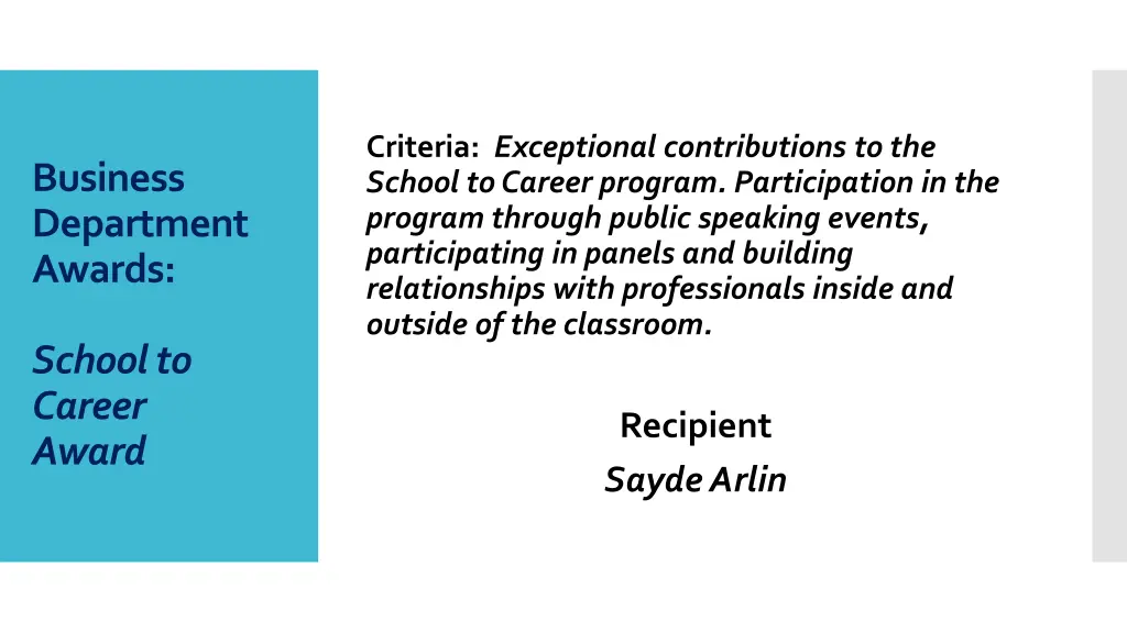 criteria exceptional contributions to the school