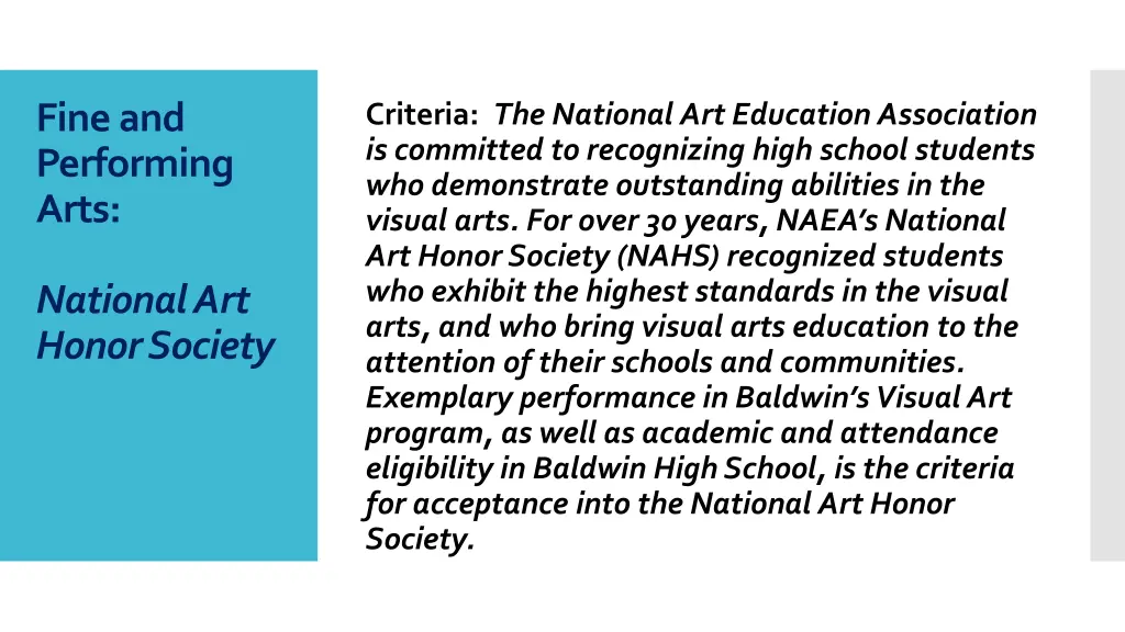 fine and performing arts