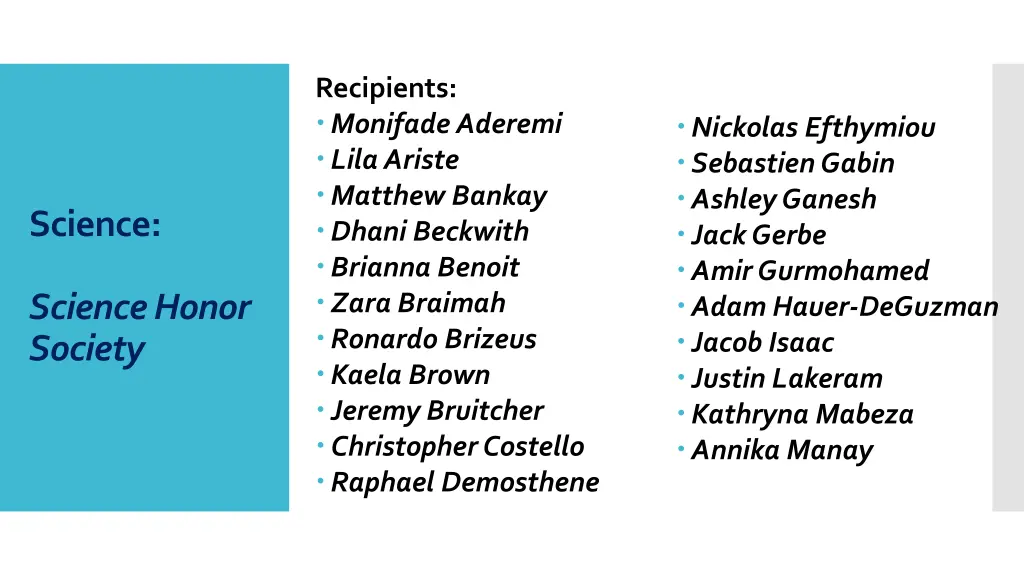 recipients monifade aderemi lila ariste matthew