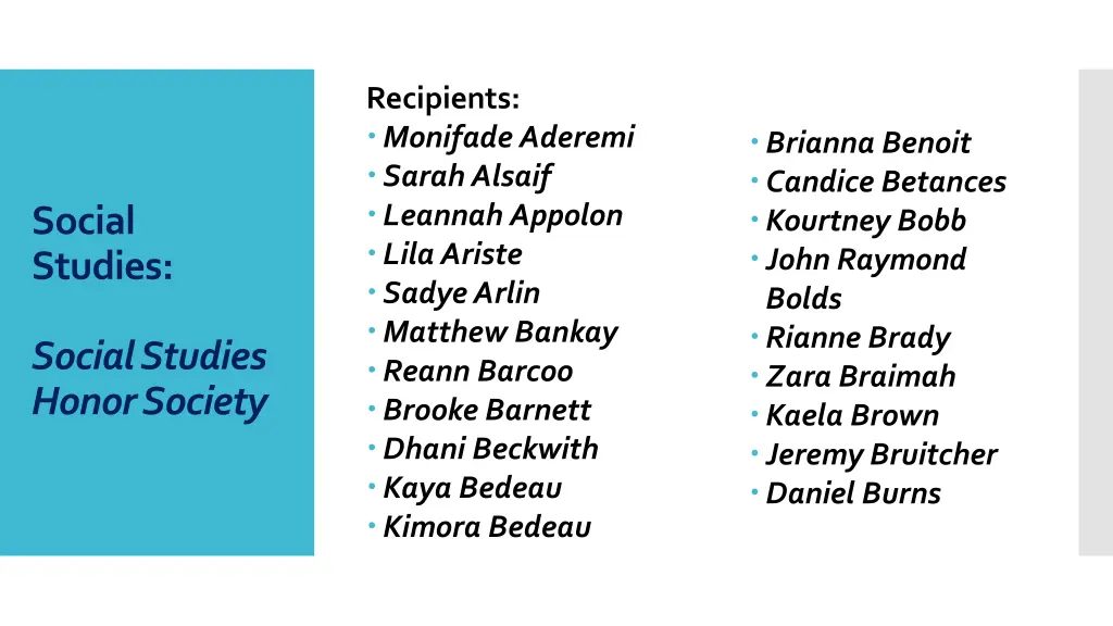 recipients monifade aderemi sarah alsaif leannah