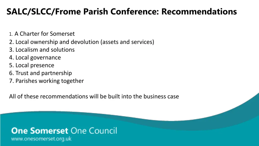 salc slcc frome parish conference recommendations