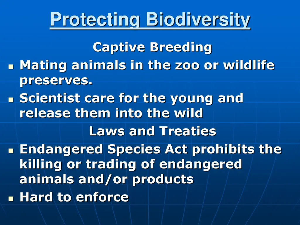 protecting biodiversity
