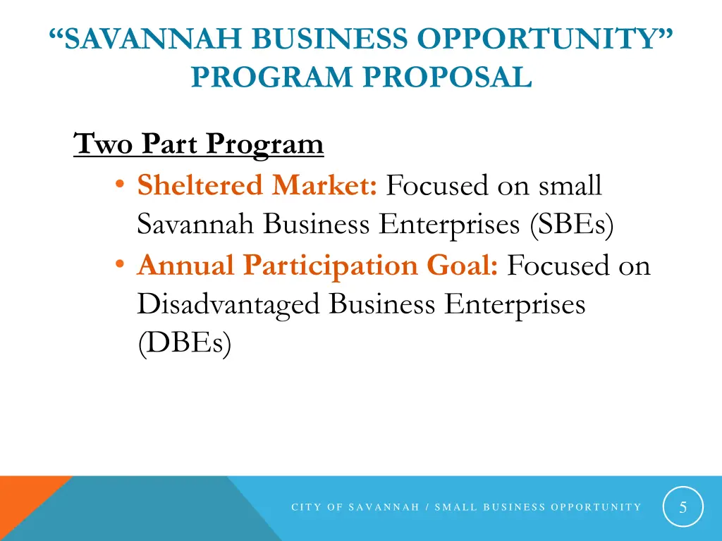 savannah business opportunity program proposal