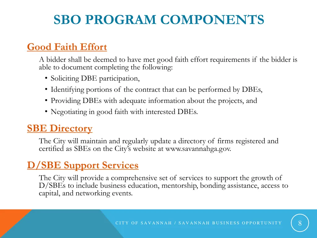 sbo program components