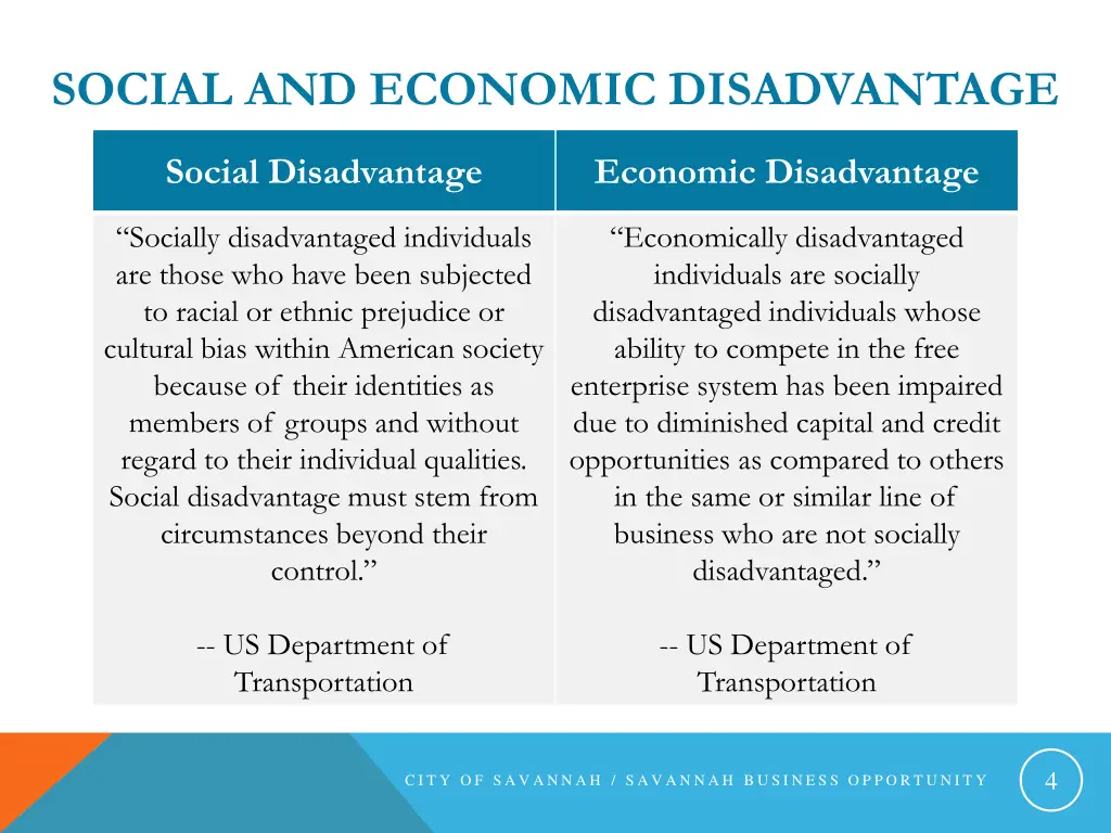 social and economic disadvantage