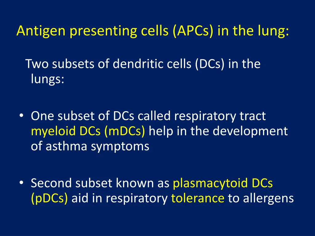 antigen presenting cells apcs in the lung