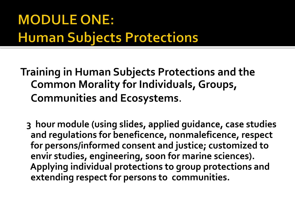 training in human subjects protections