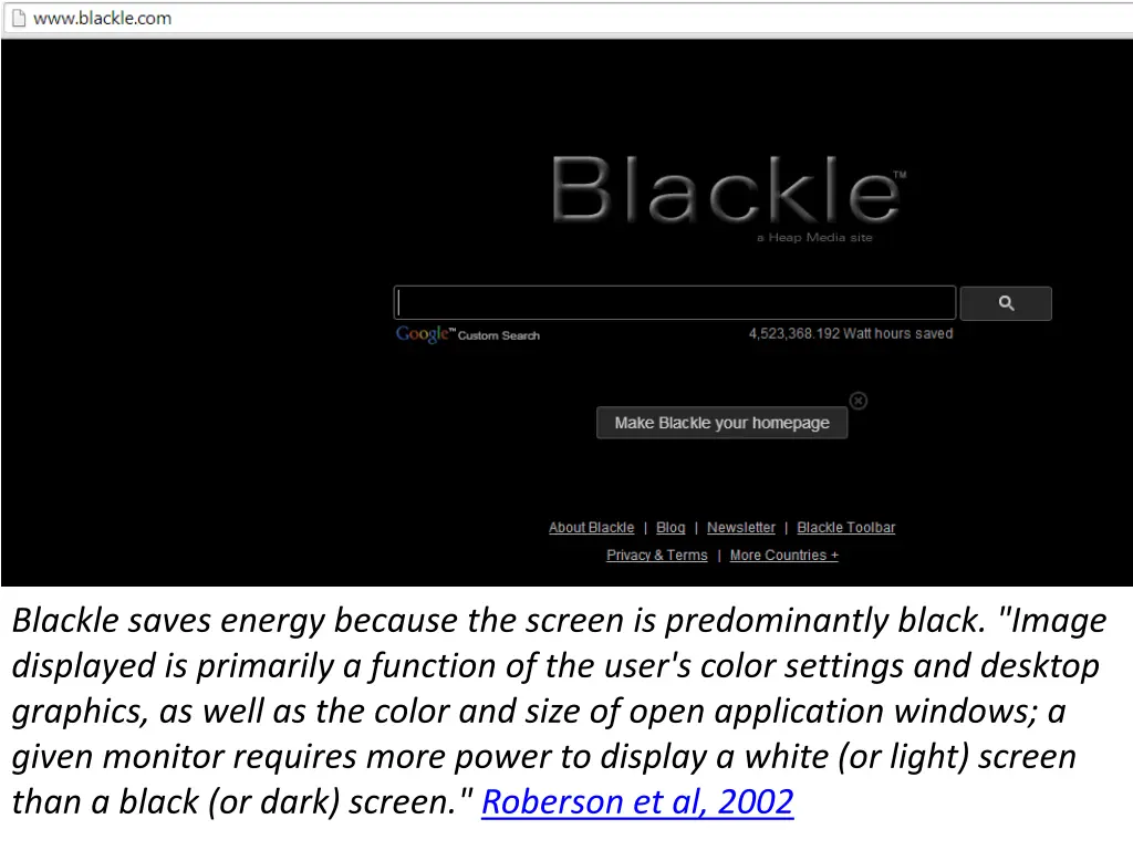 blackle saves energy because the screen