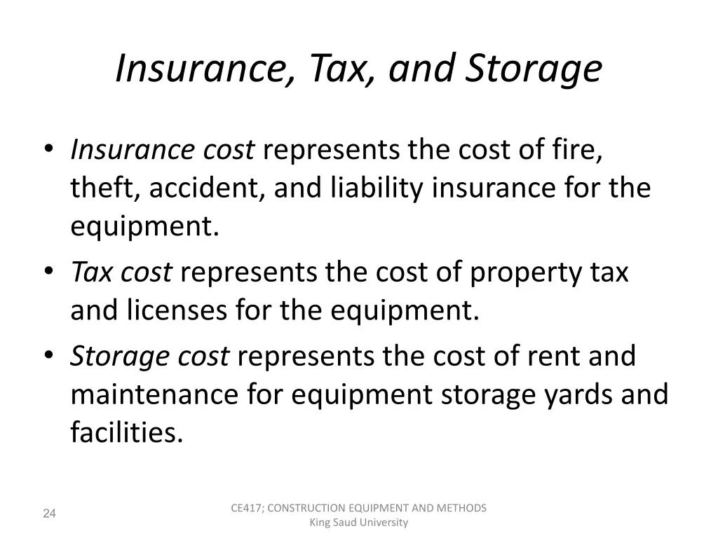 insurance tax and storage