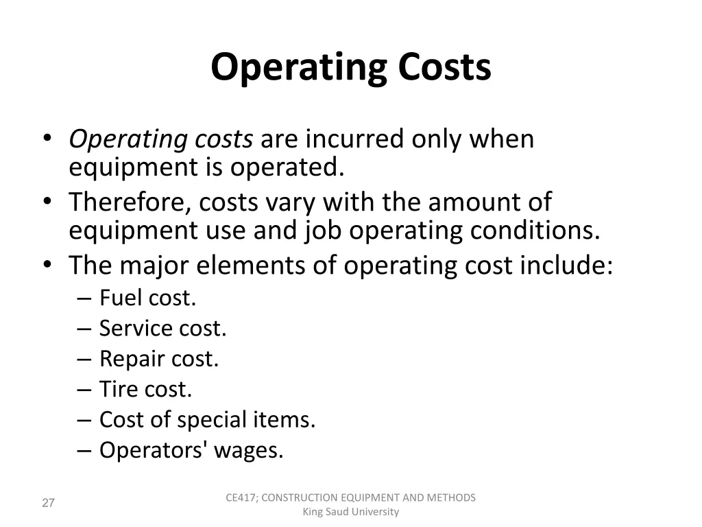 operating costs 1