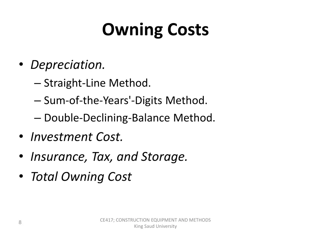 owning costs