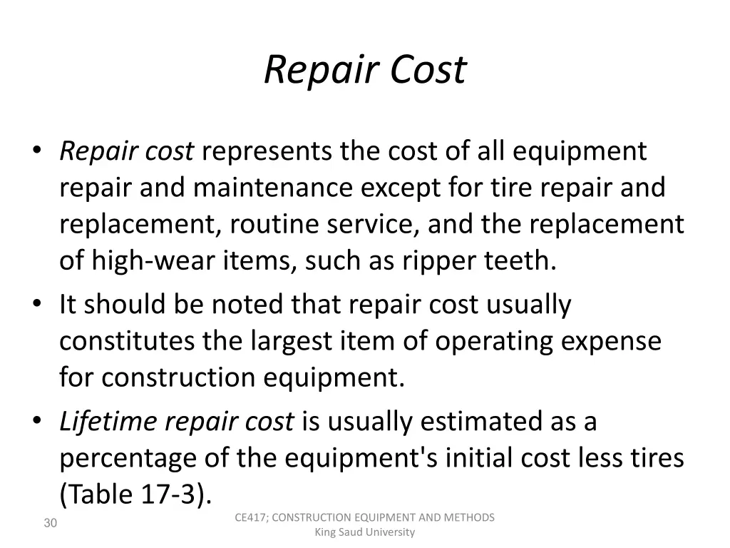 repair cost